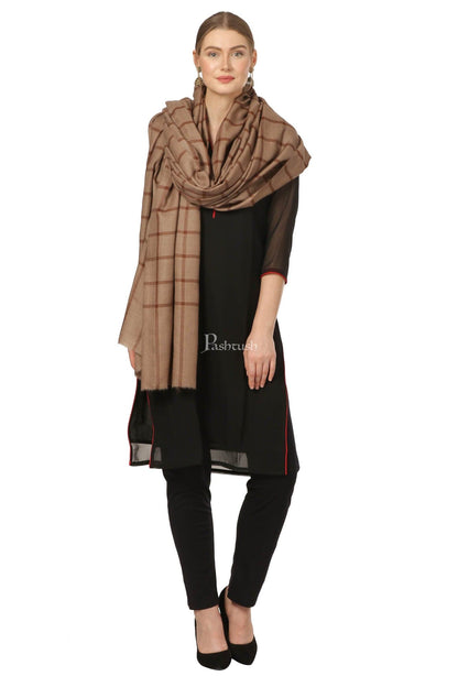 Pashtush India Womens Shawls Pashtush Womens Fine Wool  Handfeel Blended Check Shawl
