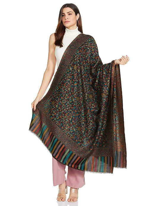 Pashtush India 100x200 Pashtush Womens Fine Wool Kaani Weave Shawl, Soft and Warm