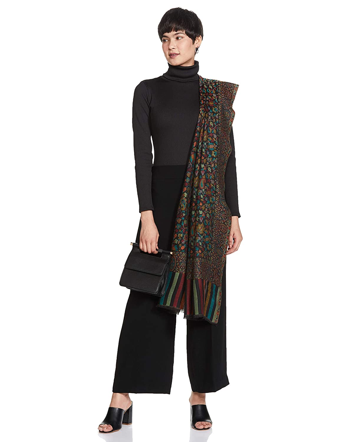 Pashtush India 100x200 Pashtush Womens Fine Wool Kaani Weave Shawl, Soft and Warm