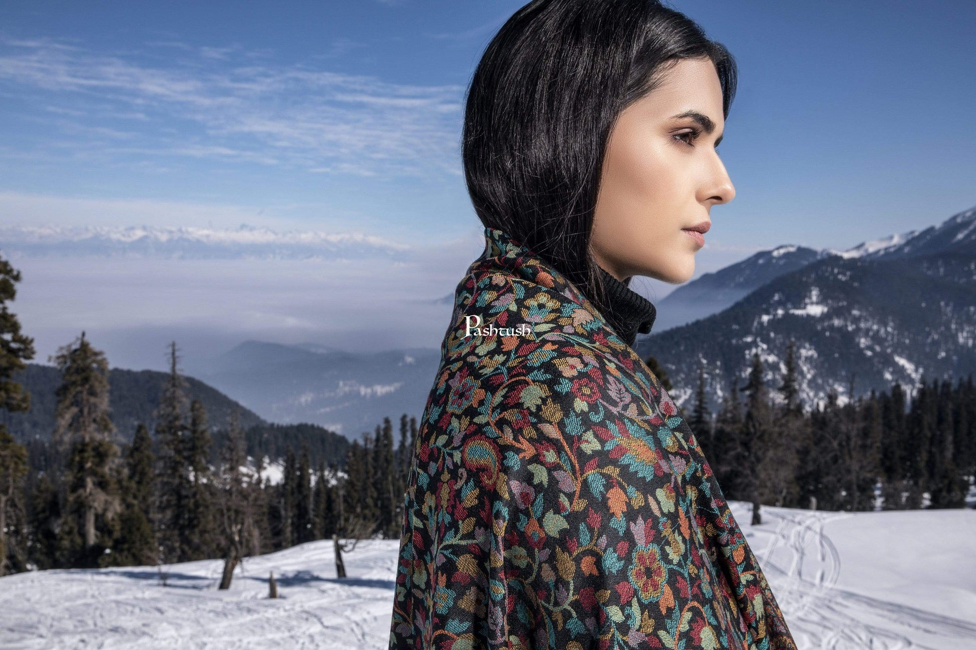 Pashtush India 100x200 Pashtush Womens Fine Wool Kaani Weave Shawl, Soft and Warm