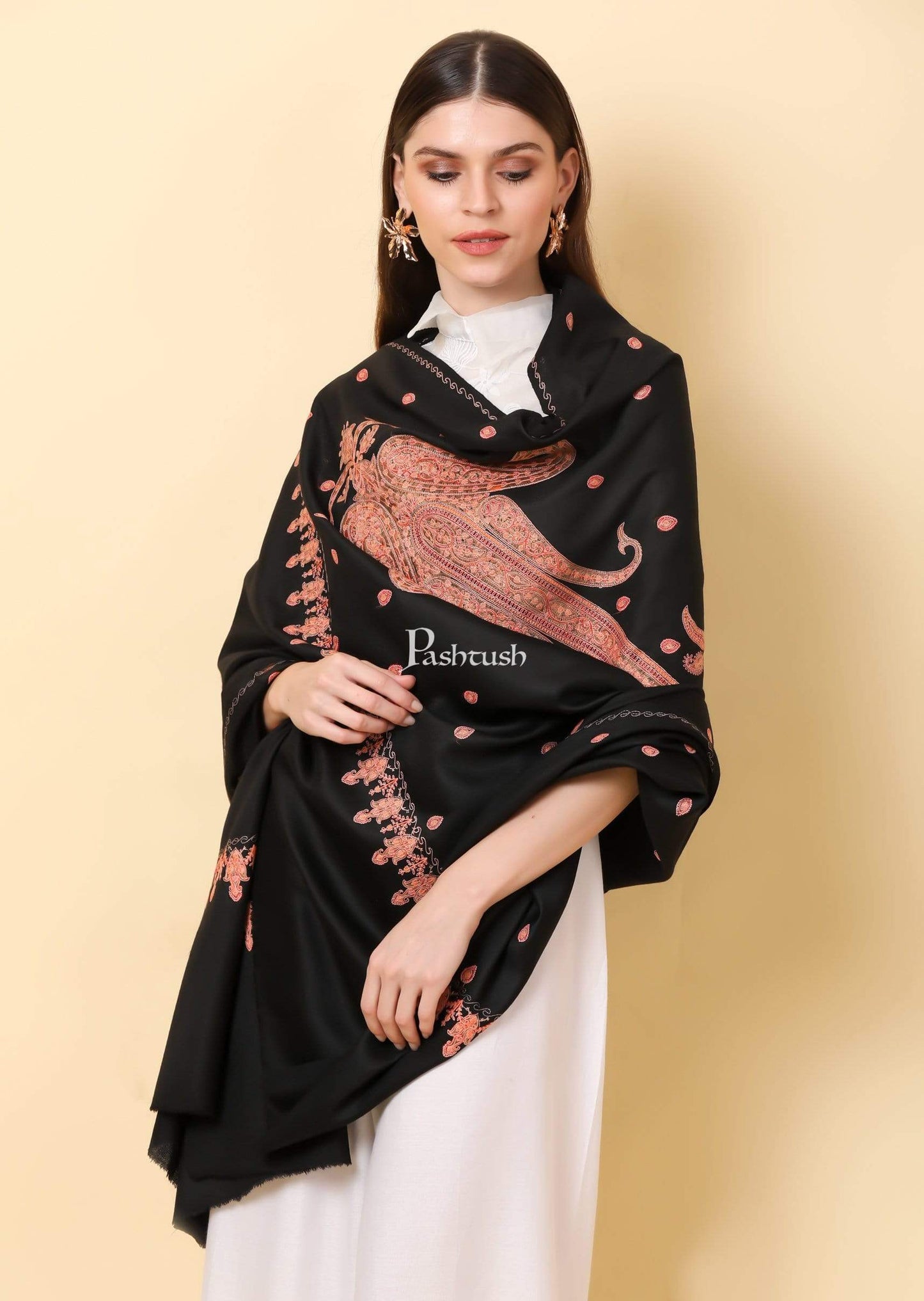Pashtush India Shawl Pashtush Womens Fine Wool , kashmiri Sozni embroidery shawl