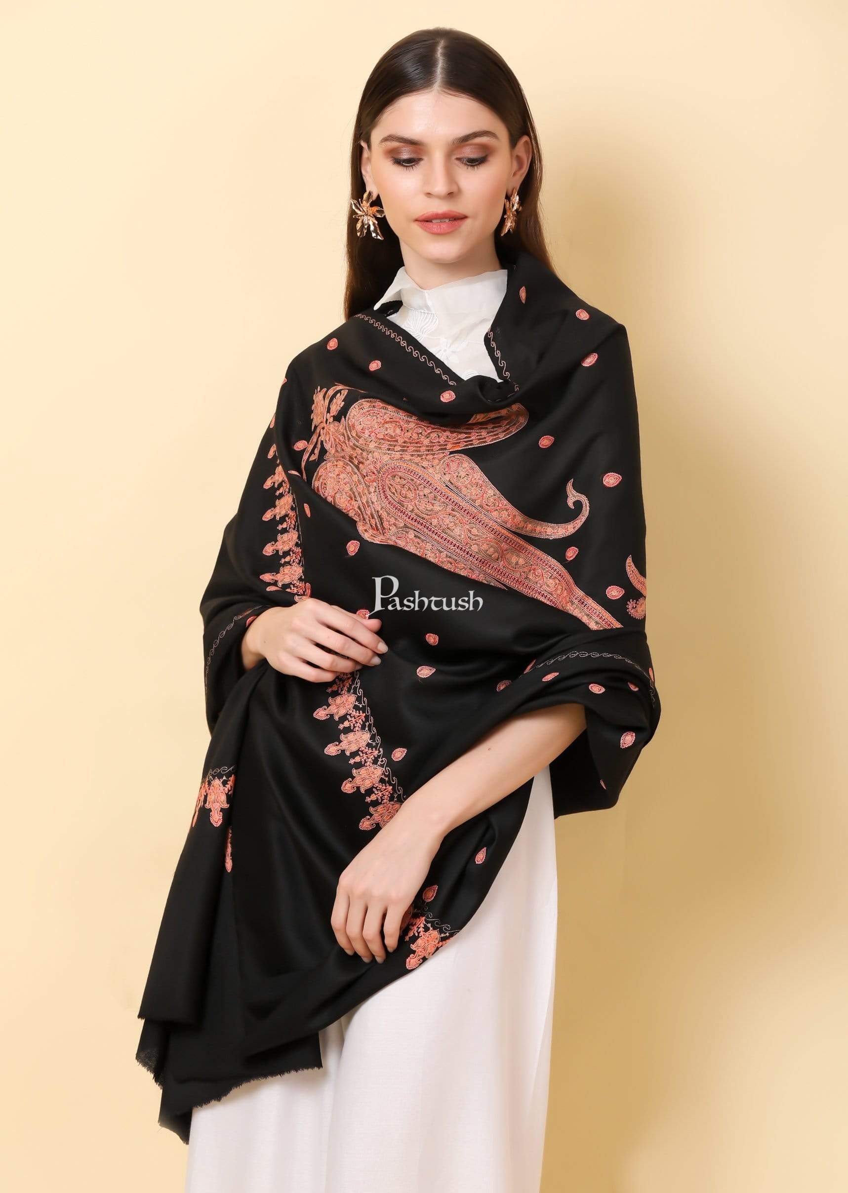 Pashtush India Shawl Pashtush Womens Fine Wool , kashmiri Sozni embroidery shawl