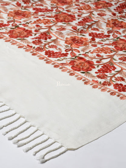 Pashtush India Womens Stoles and Scarves Scarf Pashtush Womens Fine Wool, Light Weight, Gulaabdar Aari Embroidery Stole,