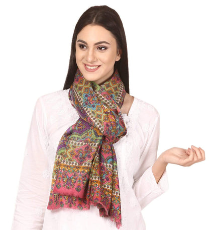 Pashtush India Shawl Pashtush Womens Fine Wool Pashmina Hand Printed Stole Scarf