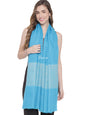 Pashtush India Womens Stoles and Scarves Scarf Pashtush Womens, Fine Wool, Self Stole, Paisley Weave, Rich Blue