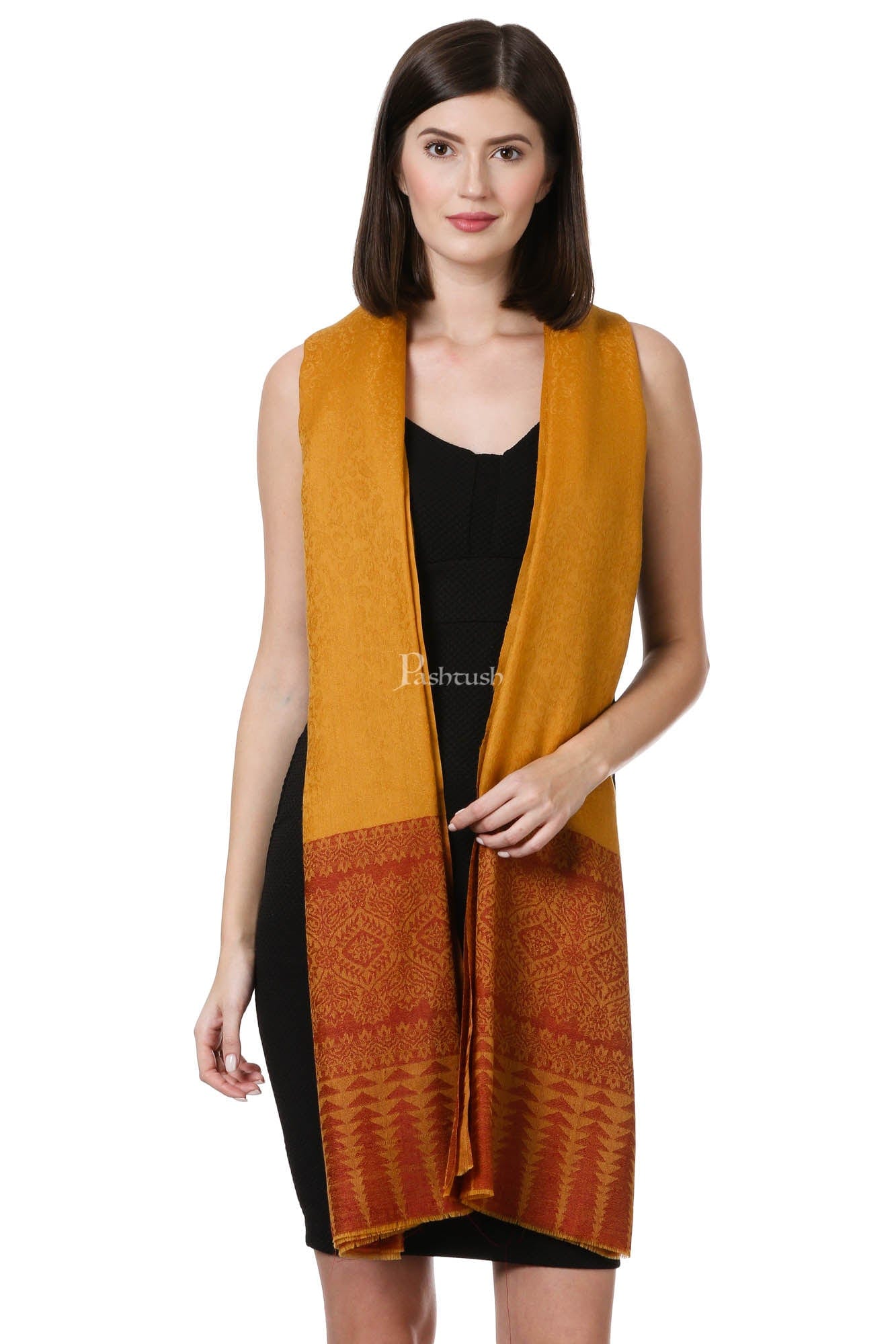 Pashtush India Womens Shawls Pashtush Womens Fine Wool Shawl, Amber