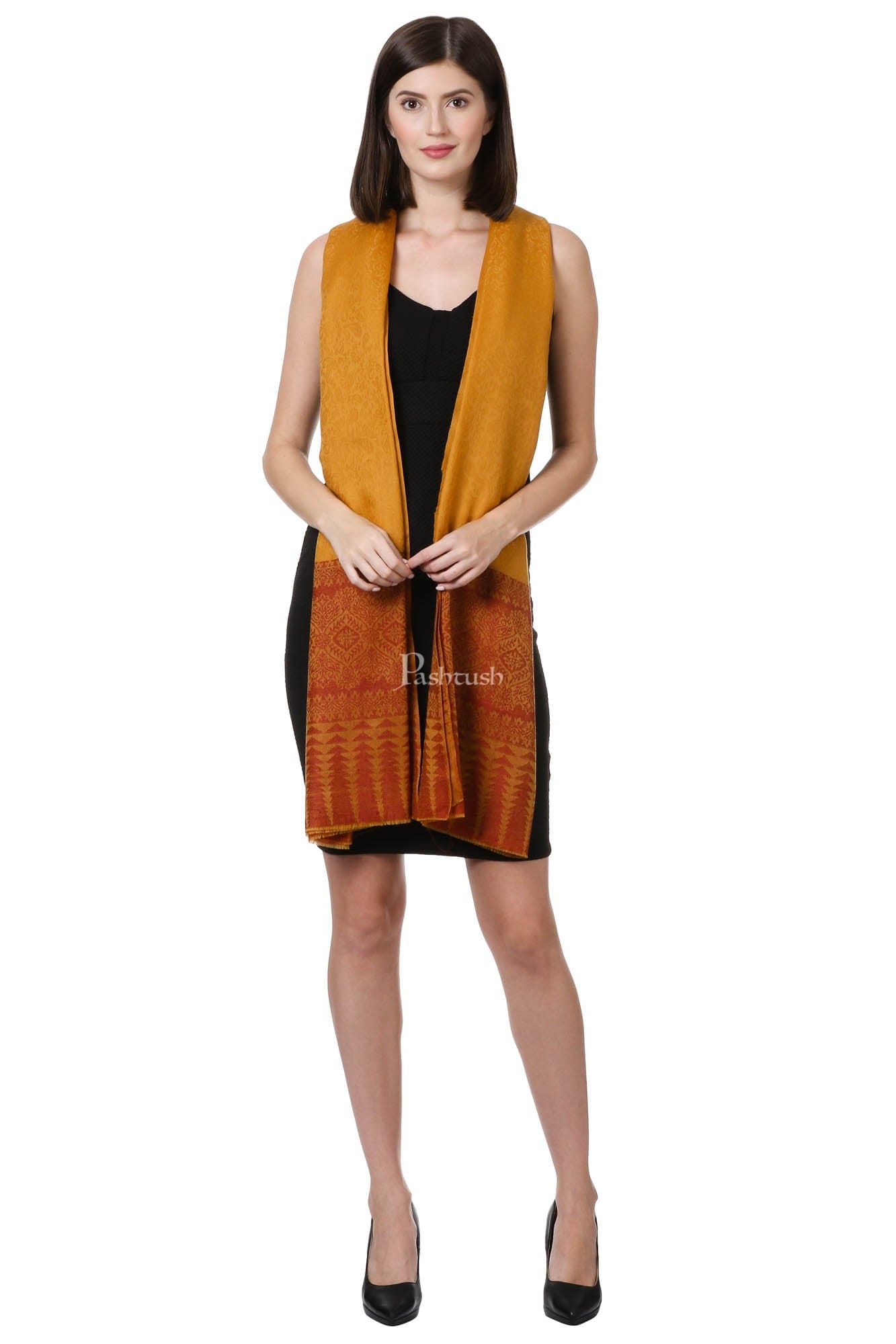 Pashtush India Womens Shawls Pashtush Womens Fine Wool Shawl, Amber