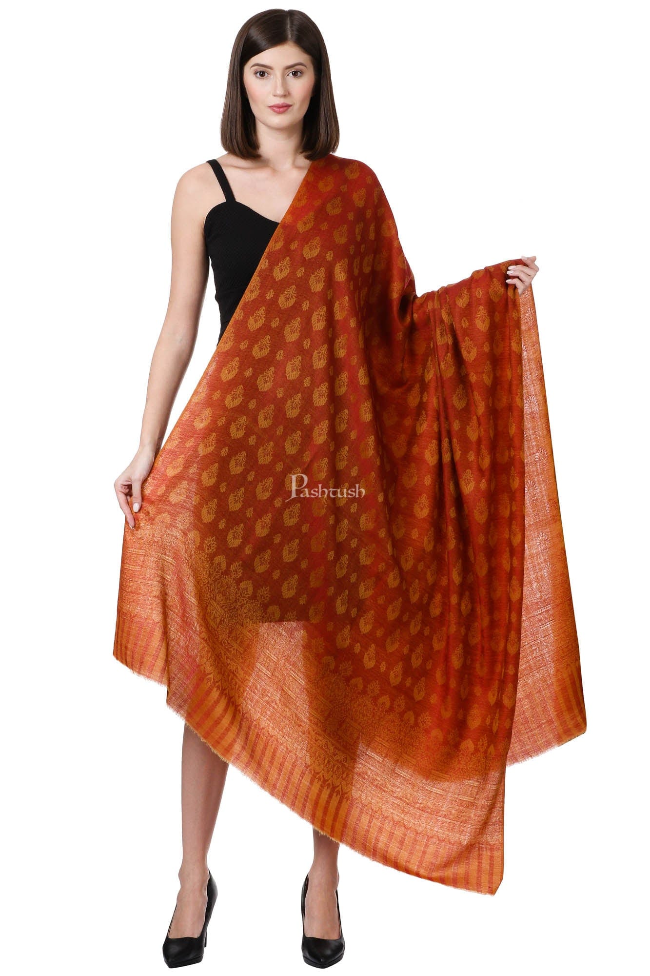 Pashtush India Womens Shawls Pashtush Womens Fine Wool Shawl, Apricot