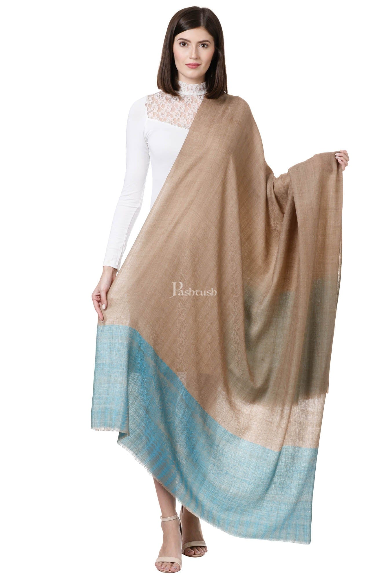 Pashtush India Womens Shawls Pashtush Womens Fine Wool Shawl, Arabian Shore