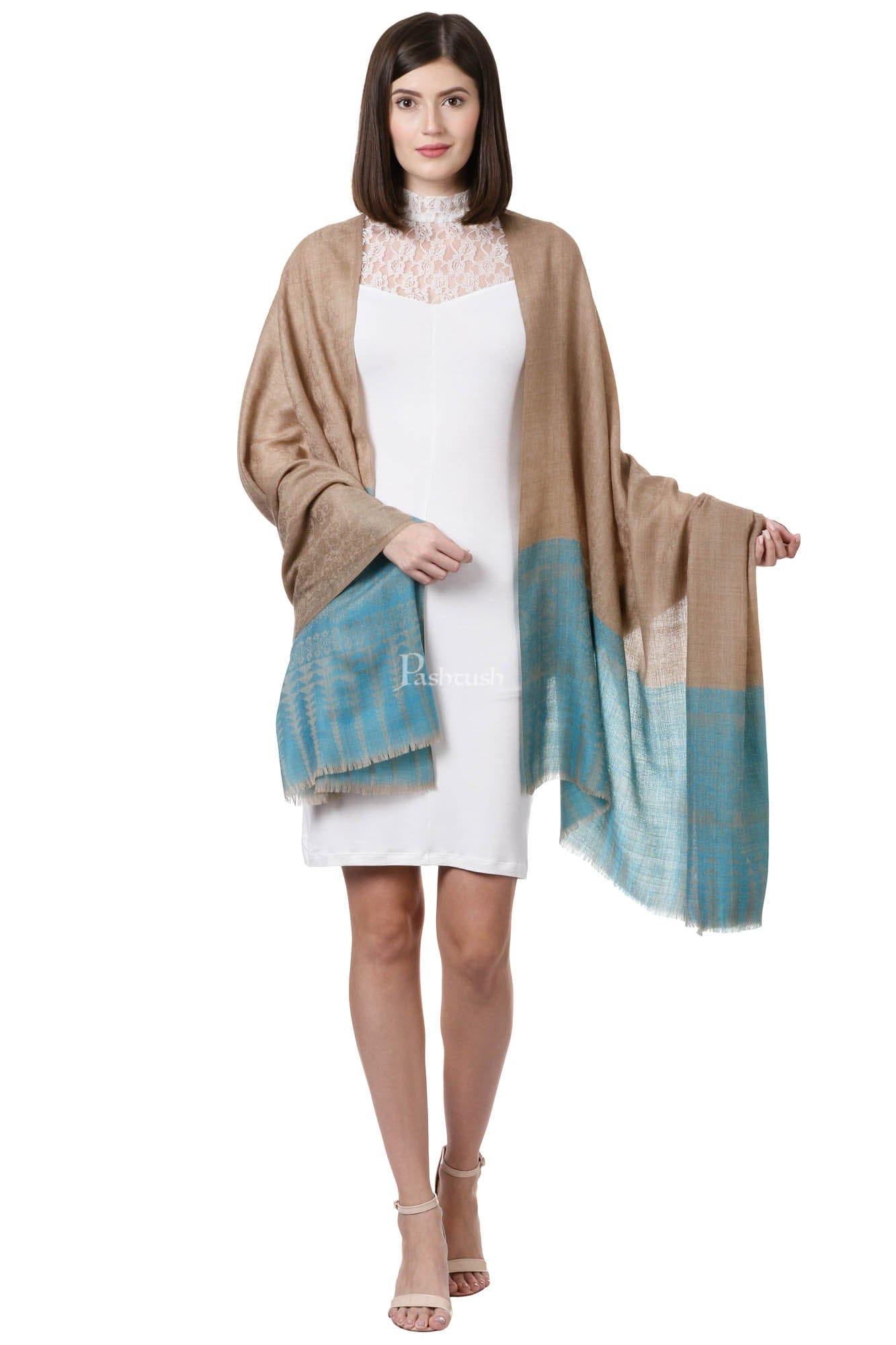 Pashtush India Womens Shawls Pashtush Womens Fine Wool Shawl, Arabian Shore