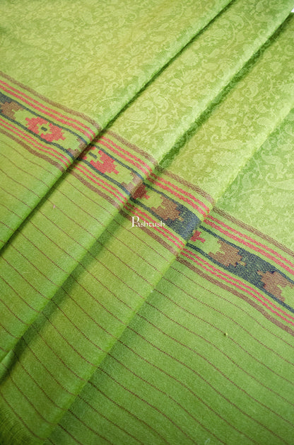 Pashtush India Womens Shawls Pashtush Womens Fine Wool Shawl, Aztec Palla Design, Emerald Green