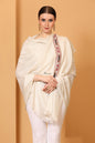 Pashtush India Womens Shawls Pashtush Womens Fine Wool Shawl, Aztec Weave, Woven Design, Ivory