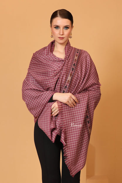 Pashtush India Womens Shawls Pashtush Womens Fine Wool Shawl, Aztec Weave, Woven Design, Peel Lilac