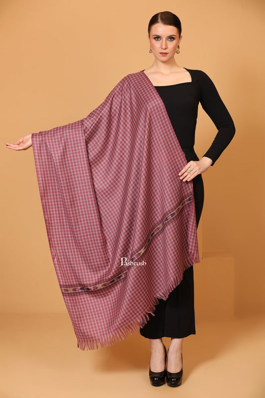 Pashtush India Womens Shawls Pashtush Womens Fine Wool Shawl, Aztec Weave, Woven Design, Peel Lilac