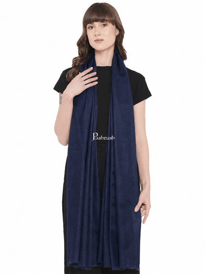 Pashtush India Womens Shawls Pashtush Womens Fine Wool Shawl, Basics, Extra Soft Warm Light Weight, Navy Blue