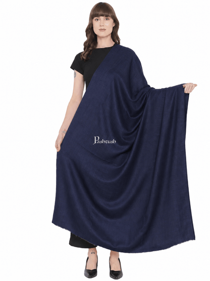 Pashtush India Womens Shawls Pashtush Womens Fine Wool Shawl, Basics, Extra Soft Warm Light Weight, Navy Blue