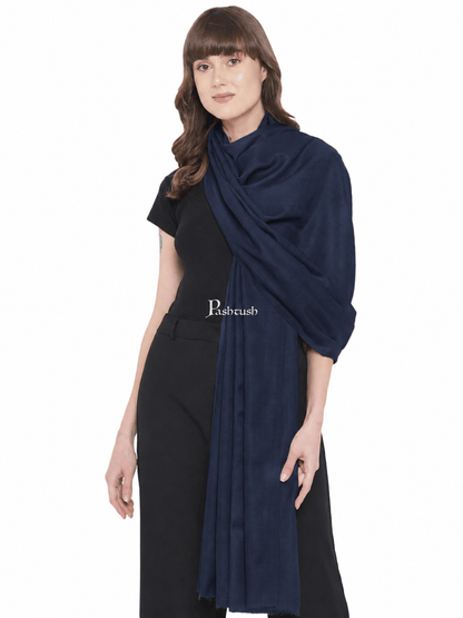 Pashtush India Womens Shawls Pashtush Womens Fine Wool Shawl, Basics, Extra Soft Warm Light Weight, Navy Blue