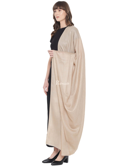 Pashtush India Womens Shawls Pashtush Womens Fine Wool Shawl, Basics, Extra Soft Warm Light Weight, Solid Beige