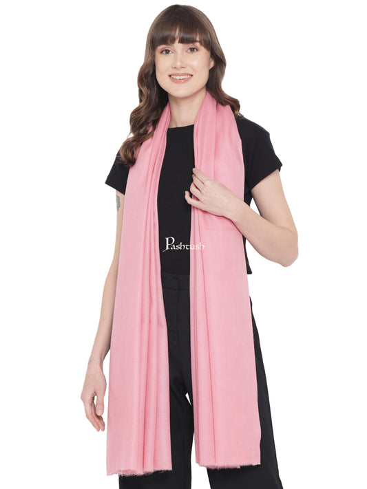 Pashtush India Womens Shawls Pashtush Womens Fine Wool Shawl, Basics, Extra Soft Warm Light Weight, Solid Blush Pink