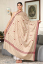 Pashtush India Womens Shawls Pashtush Womens Fine Wool Shawl, Booti Embroidery Design, Beige