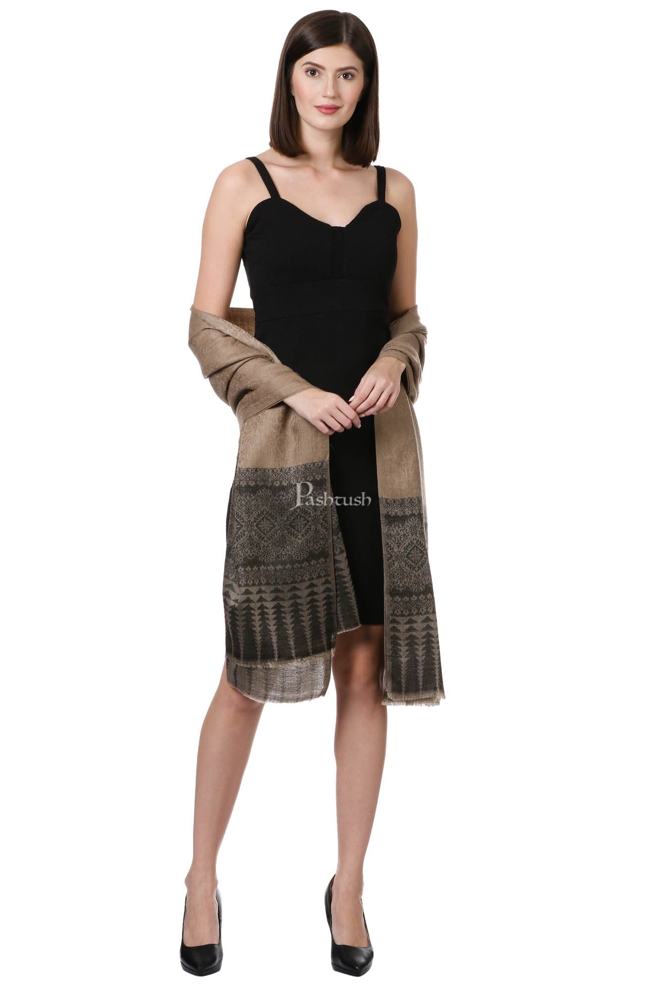 Pashtush India Womens Shawls Pashtush Womens Fine Wool Shawl, Brunette