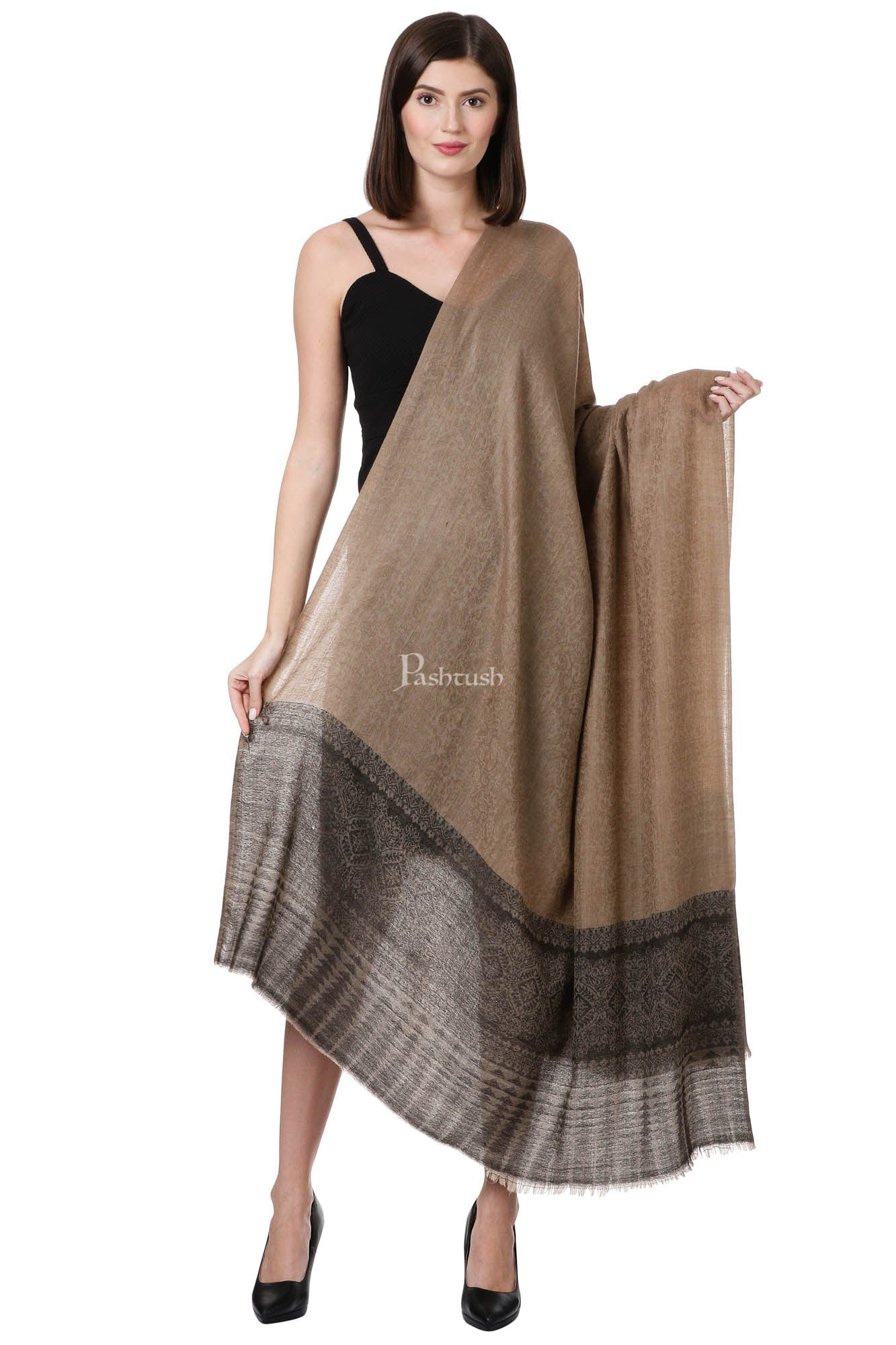 Pashtush India Womens Shawls Pashtush Womens Fine Wool Shawl, Brunette