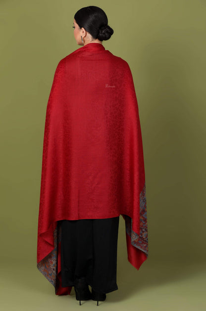 Pashtush Shawl Store Shawl Pashtush Womens Fine Wool Shawl, Carmine Maroon