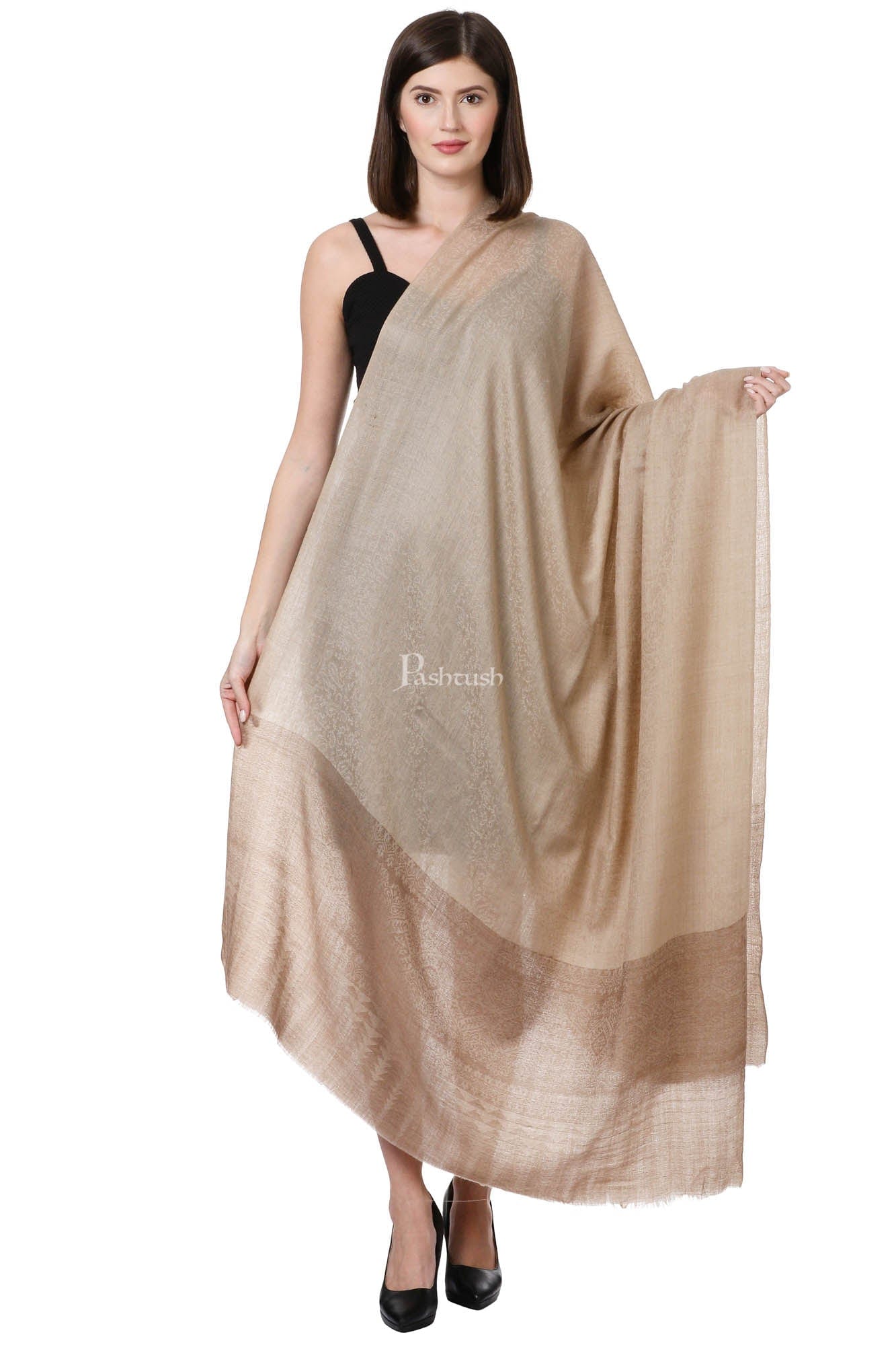 Pashtush India Womens Shawls Pashtush Womens Fine Wool Shawl, Cinnamon