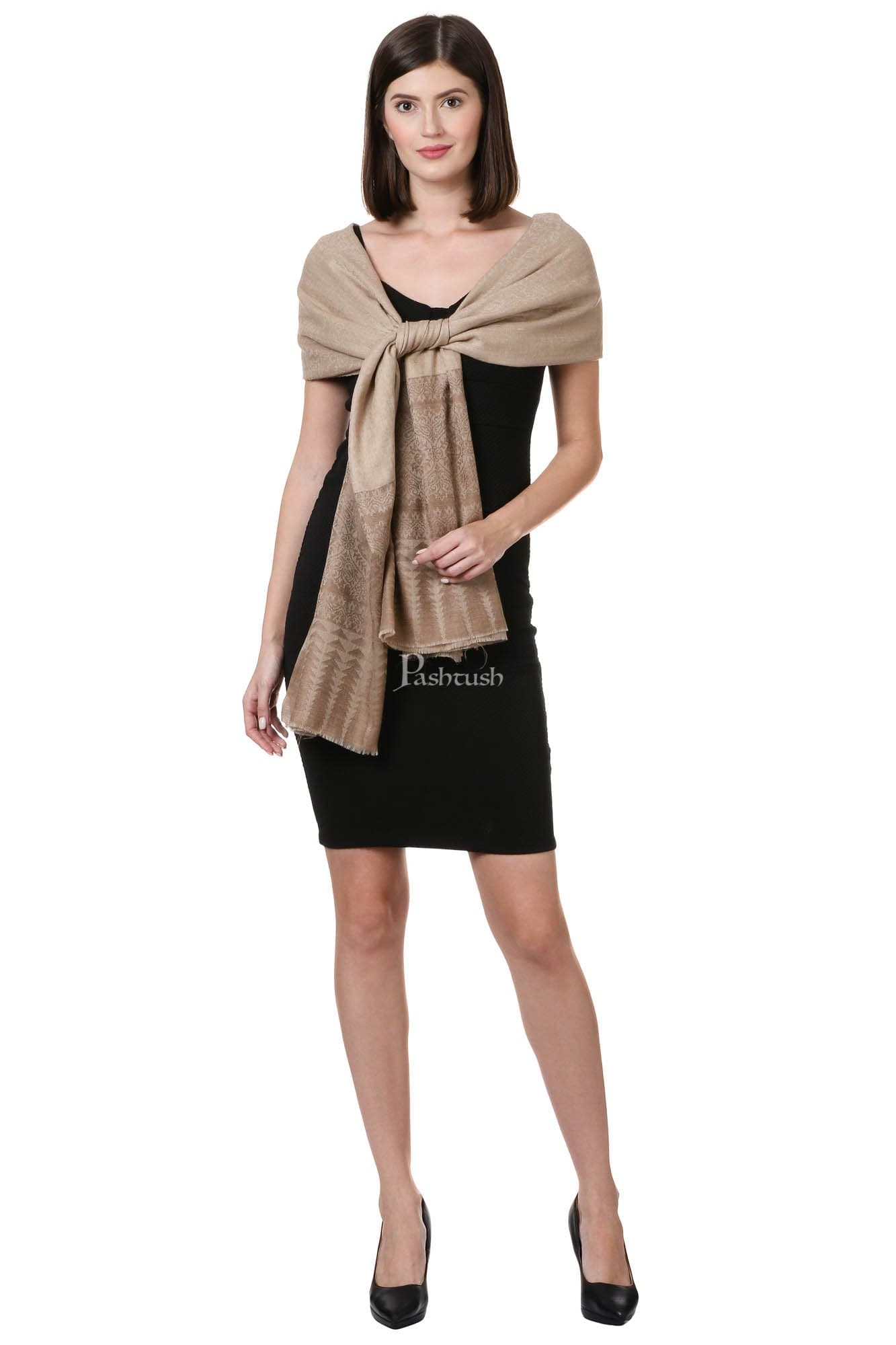 Pashtush India Womens Shawls Pashtush Womens Fine Wool Shawl, Cinnamon