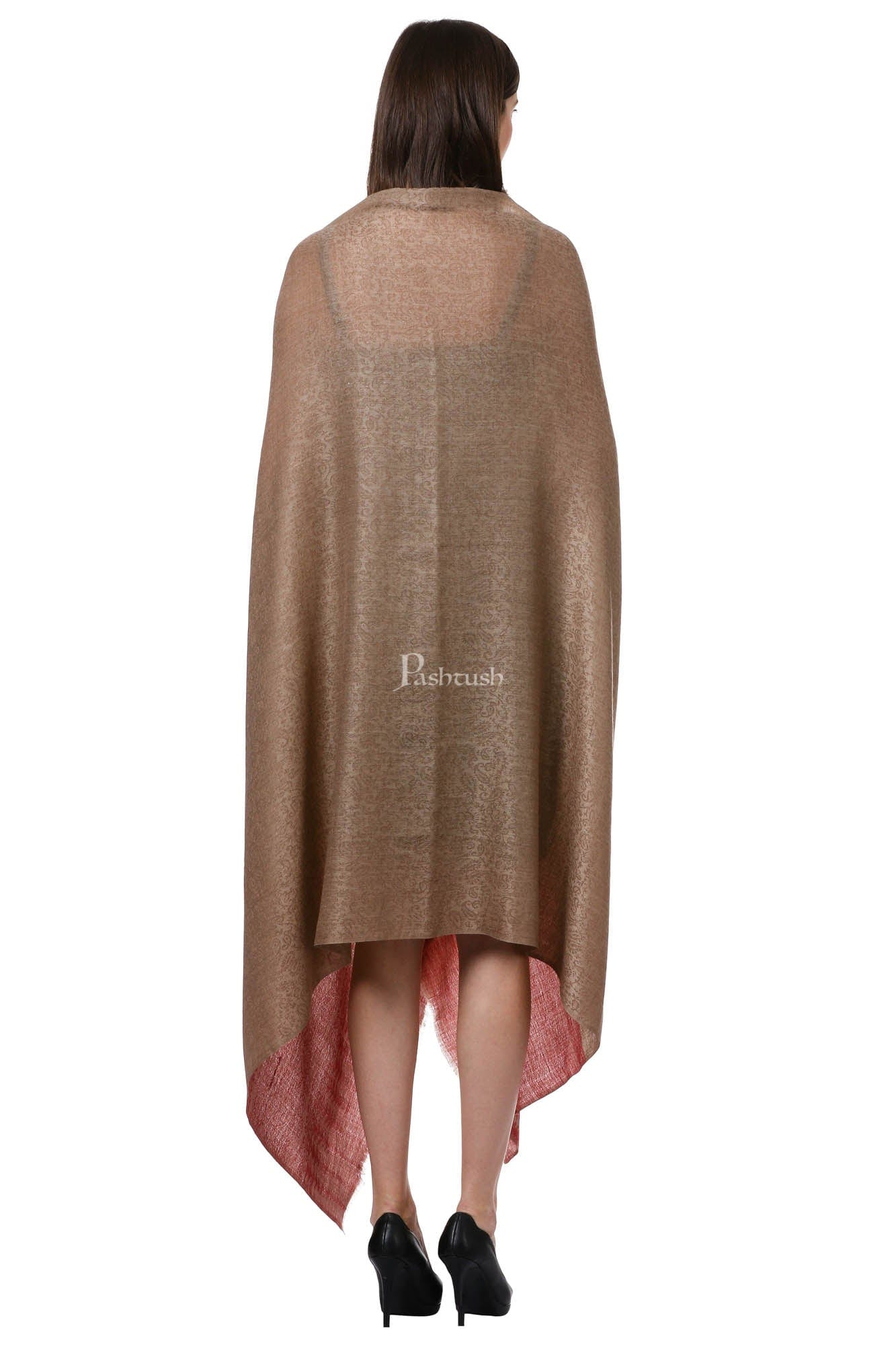 Pashtush India Womens Shawls Pashtush Womens Fine Wool Shawl, Clay