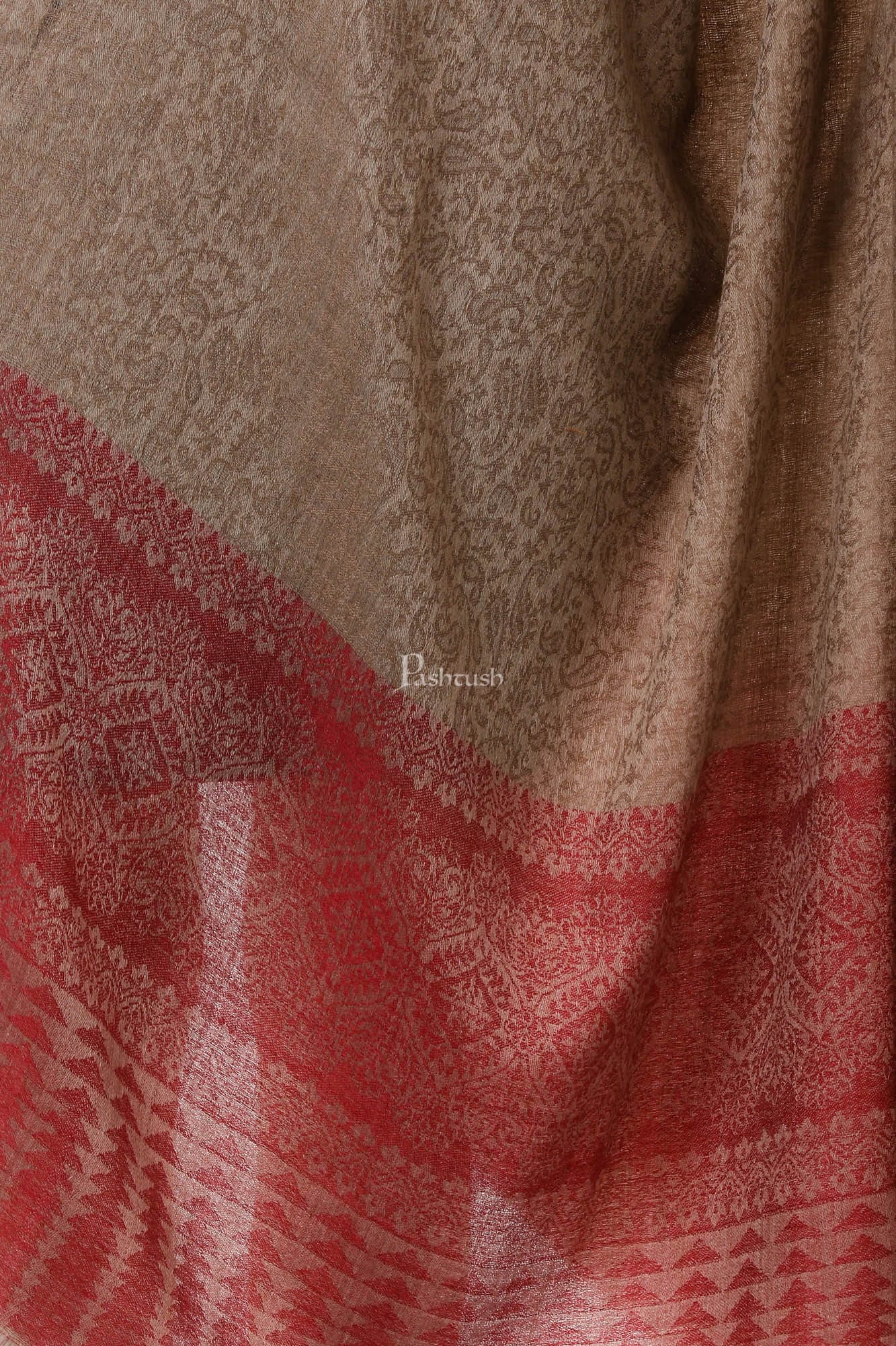 Pashtush India Womens Shawls Pashtush Womens Fine Wool Shawl, Clay