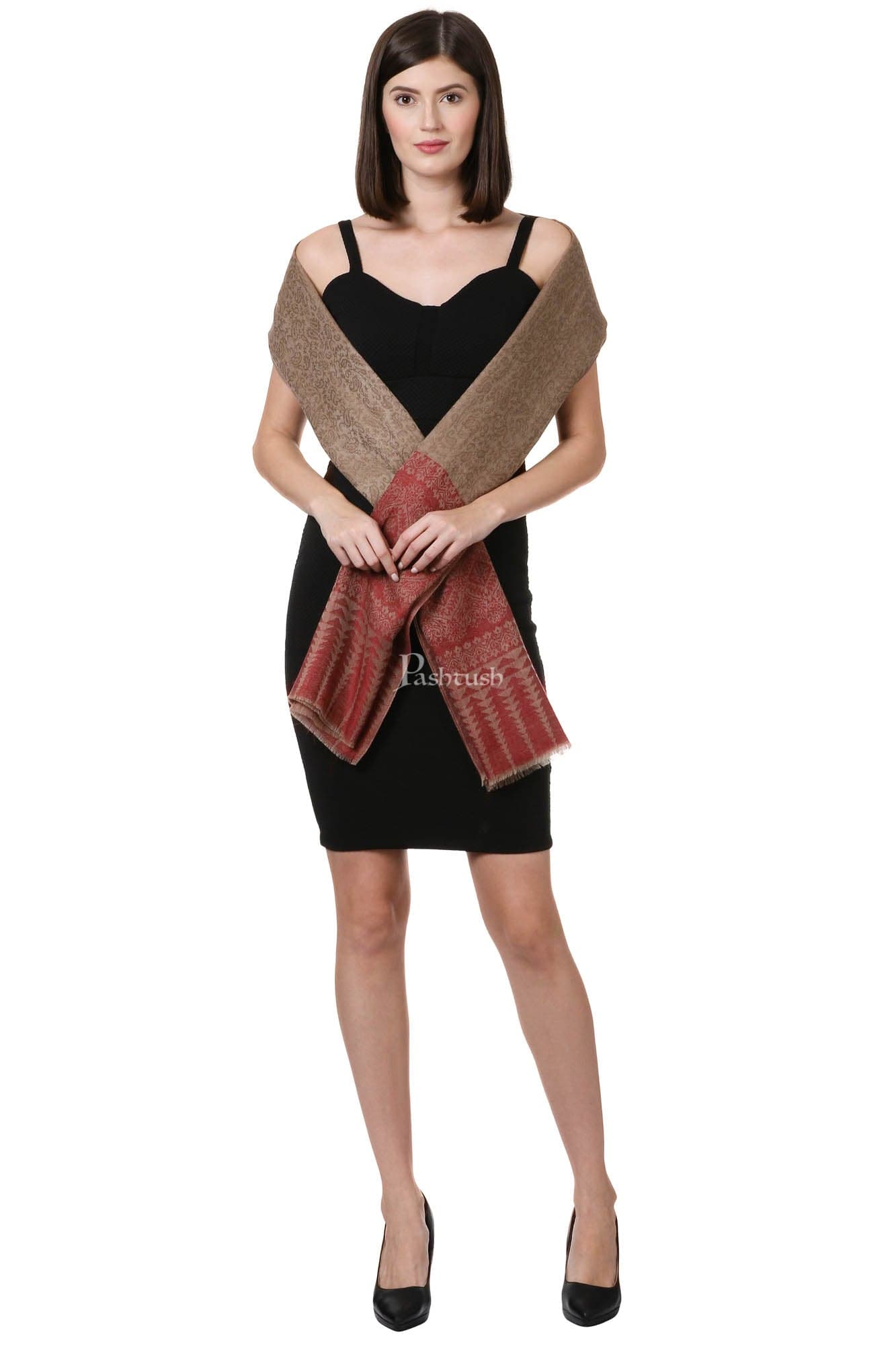 Pashtush India Womens Shawls Pashtush Womens Fine Wool Shawl, Clay
