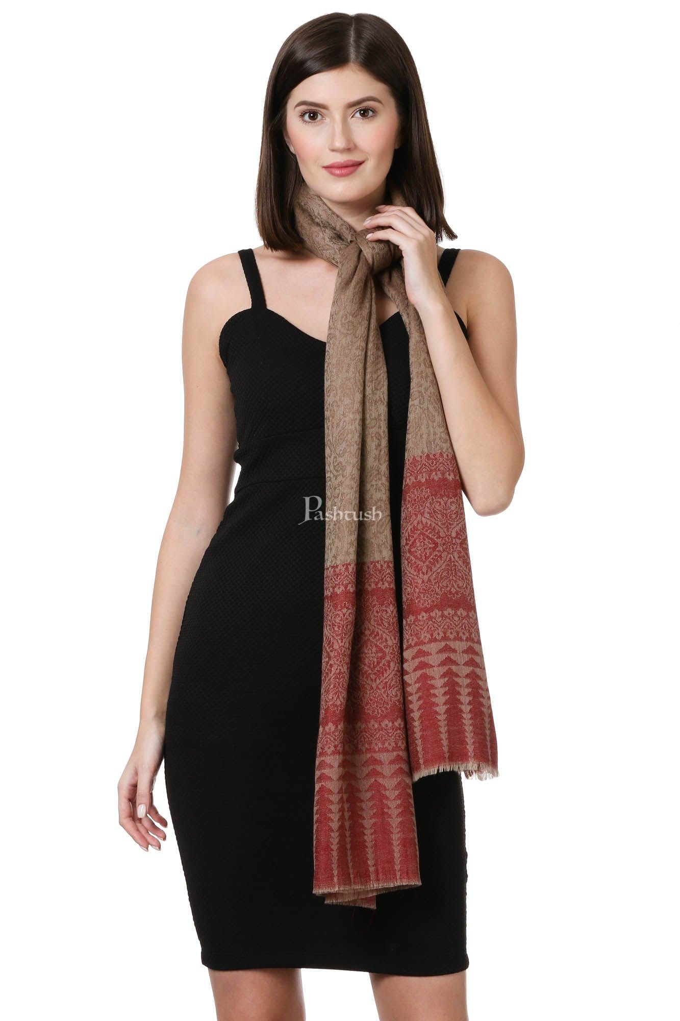 Pashtush India Womens Shawls Pashtush Womens Fine Wool Shawl, Clay