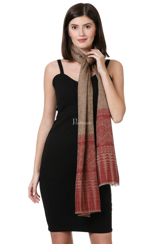 Pashtush India Womens Shawls Pashtush Womens Fine Wool Shawl, Clay