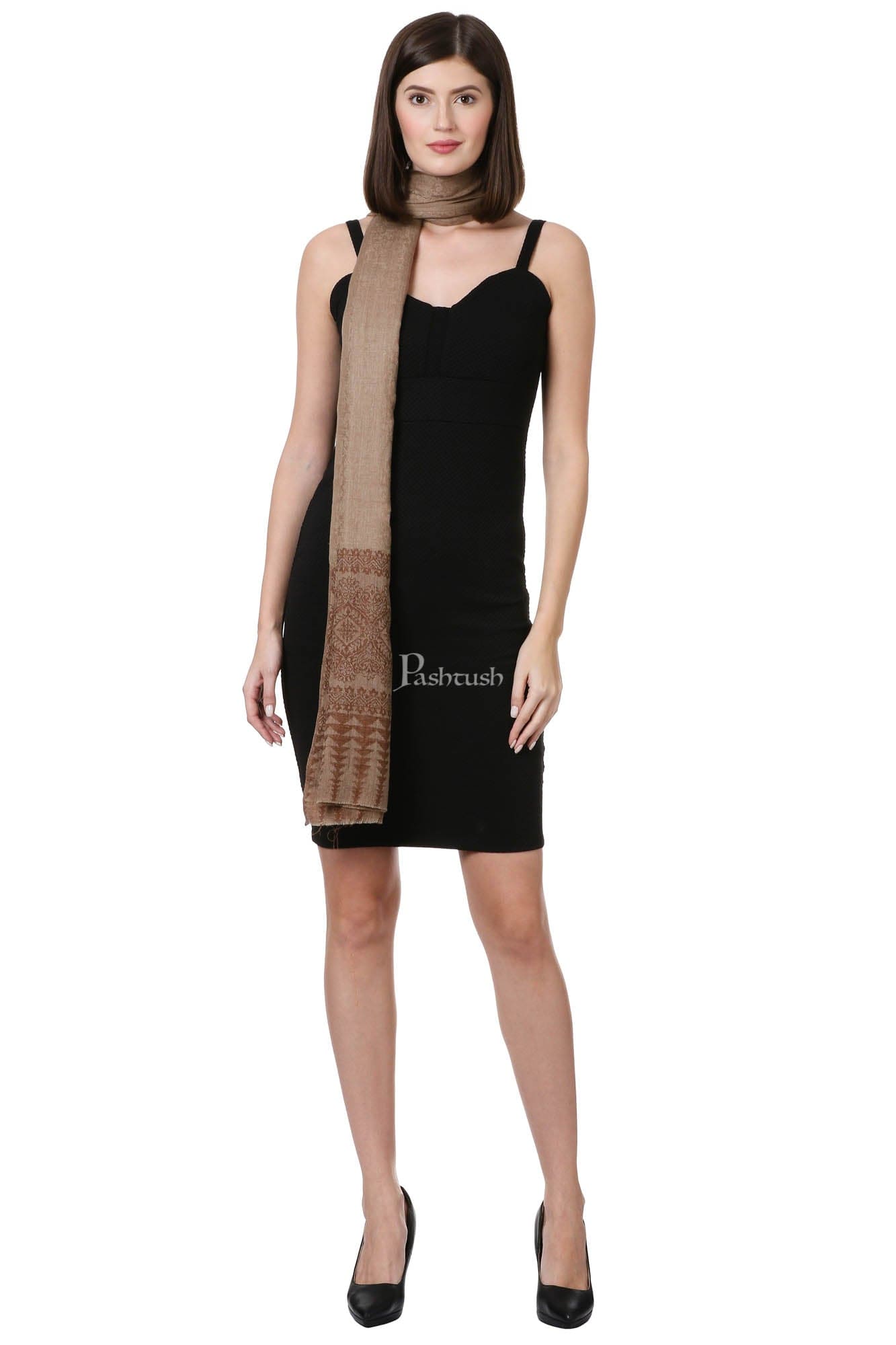 Pashtush India Womens Shawls Pashtush Womens Fine Wool Shawl, Coffee