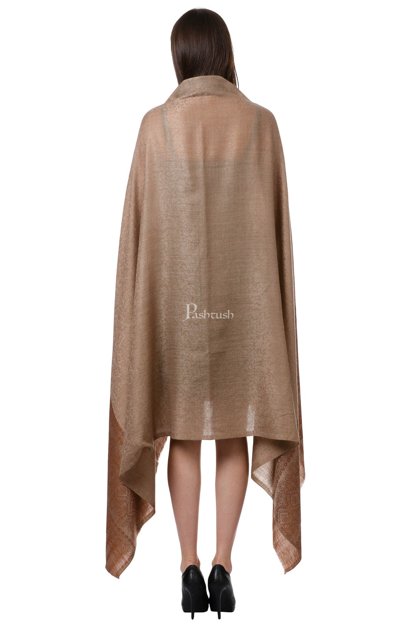 Pashtush India Womens Shawls Pashtush Womens Fine Wool Shawl, Coffee