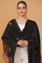 Pashtush India Womens Stoles and Scarves Scarf Pashtush womens Fine Wool shawl, contrast chess palla design, Black
