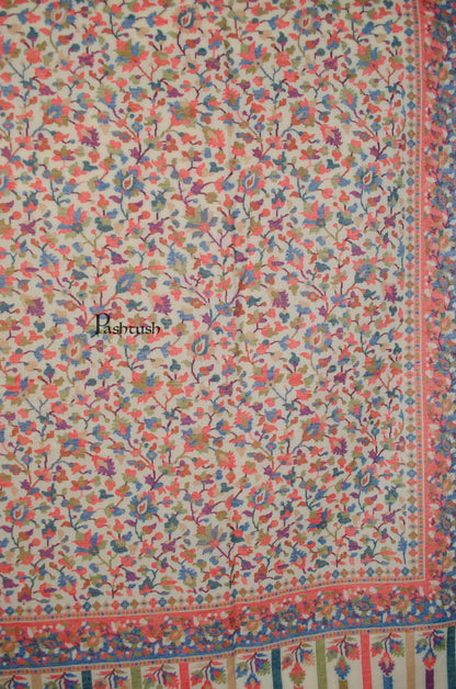 Pashtush India Womens Shawls Pashtush Womens Fine Wool Shawl,  Design, Ivory