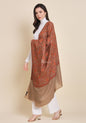 Pashtush India Womens Shawls Pashtush Womens Fine Wool Shawl, Embroidery Jaal Design, Taupe