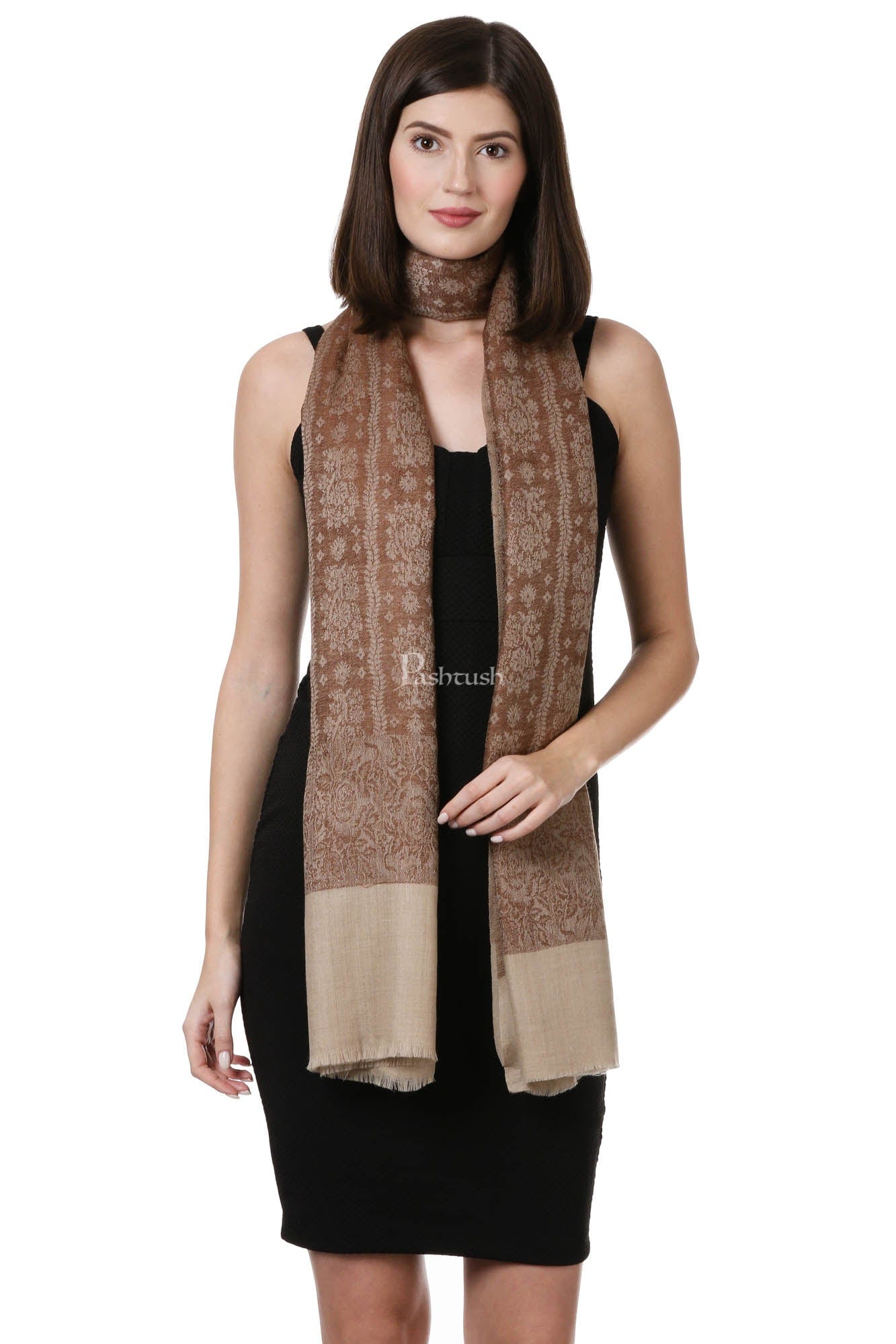 Pashtush India Womens Shawls Pashtush Womens Fine Wool Shawl, Espresso