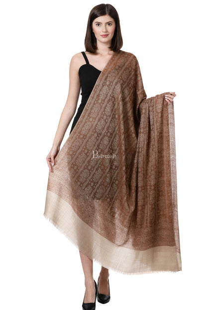 Pashtush India Womens Shawls Pashtush Womens Fine Wool Shawl, Espresso