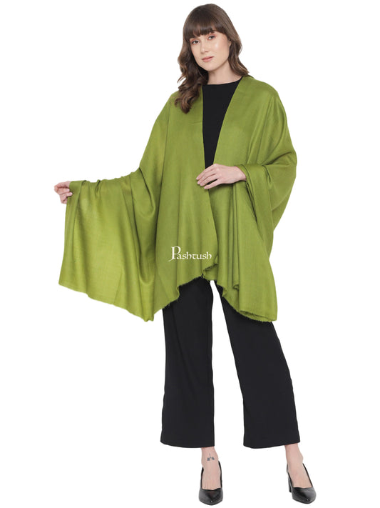 Pashtush India Womens Shawls Pashtush Womens Fine Wool Shawl, Extra Soft, Basics Solid, Emerald Green