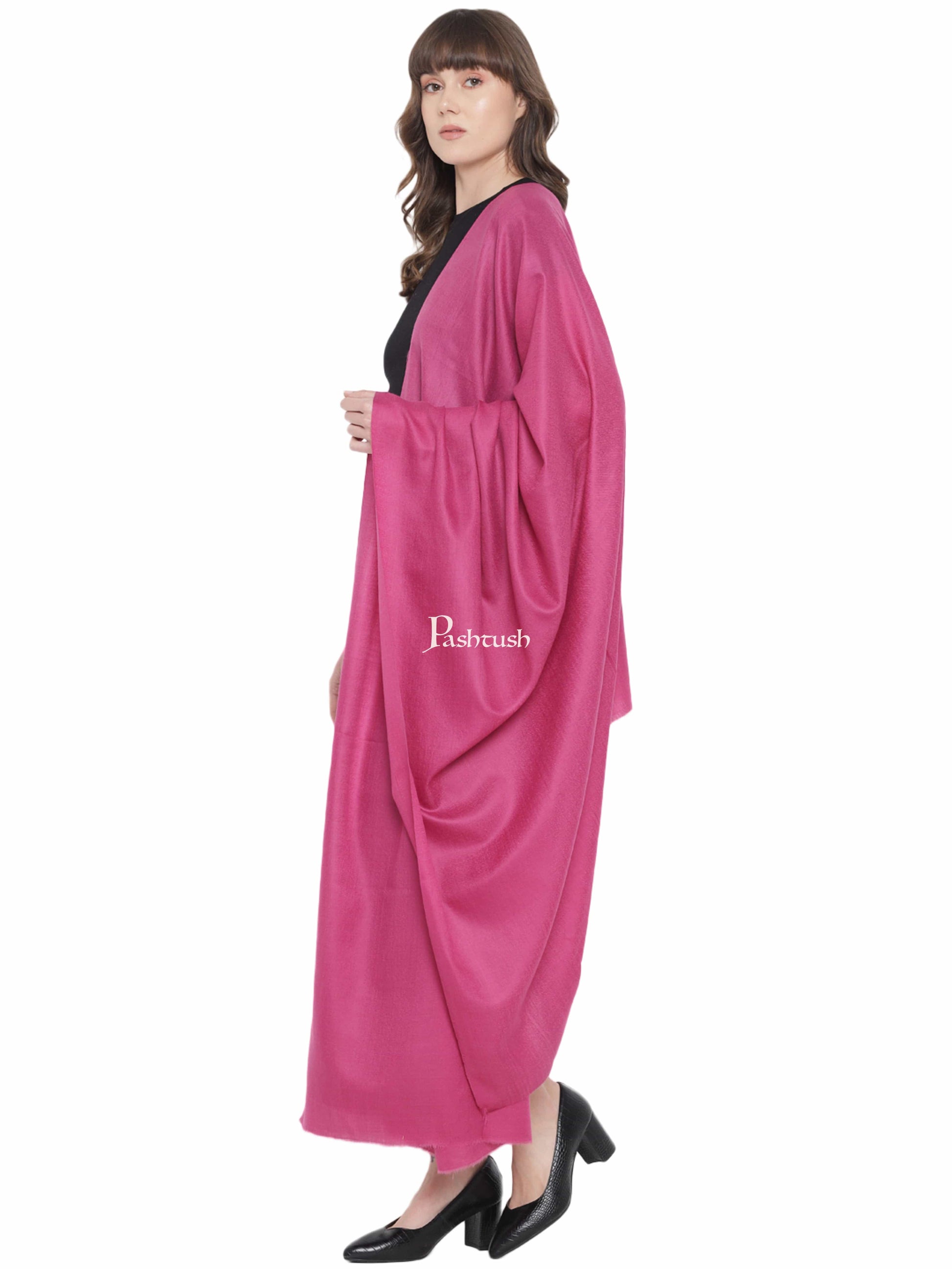 Pashtush India Womens Shawls Pashtush Womens Fine Wool Shawl, Extra Soft, Basics Solid, Fuschia