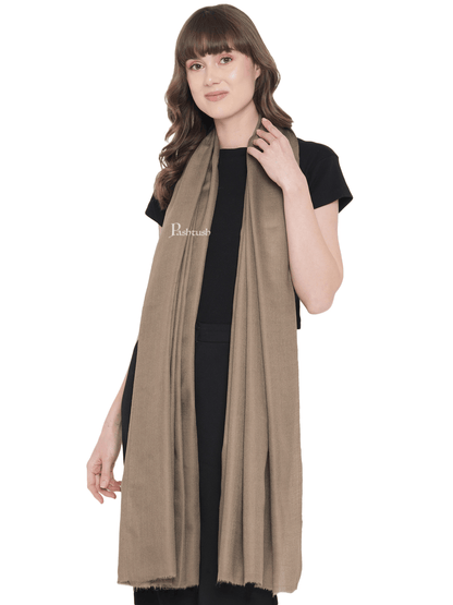 Pashtush India Womens Shawls Pashtush Womens Fine Wool Shawl, Extra Soft, Basics Solid, Taupe