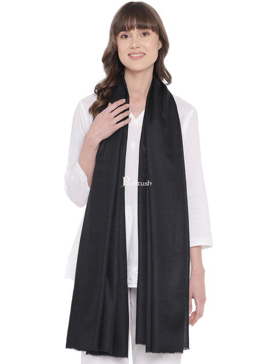 Pashtush India Womens Shawls Pashtush Womens Fine Wool Shawl, Extra Soft Warm - Light Weight, True Black