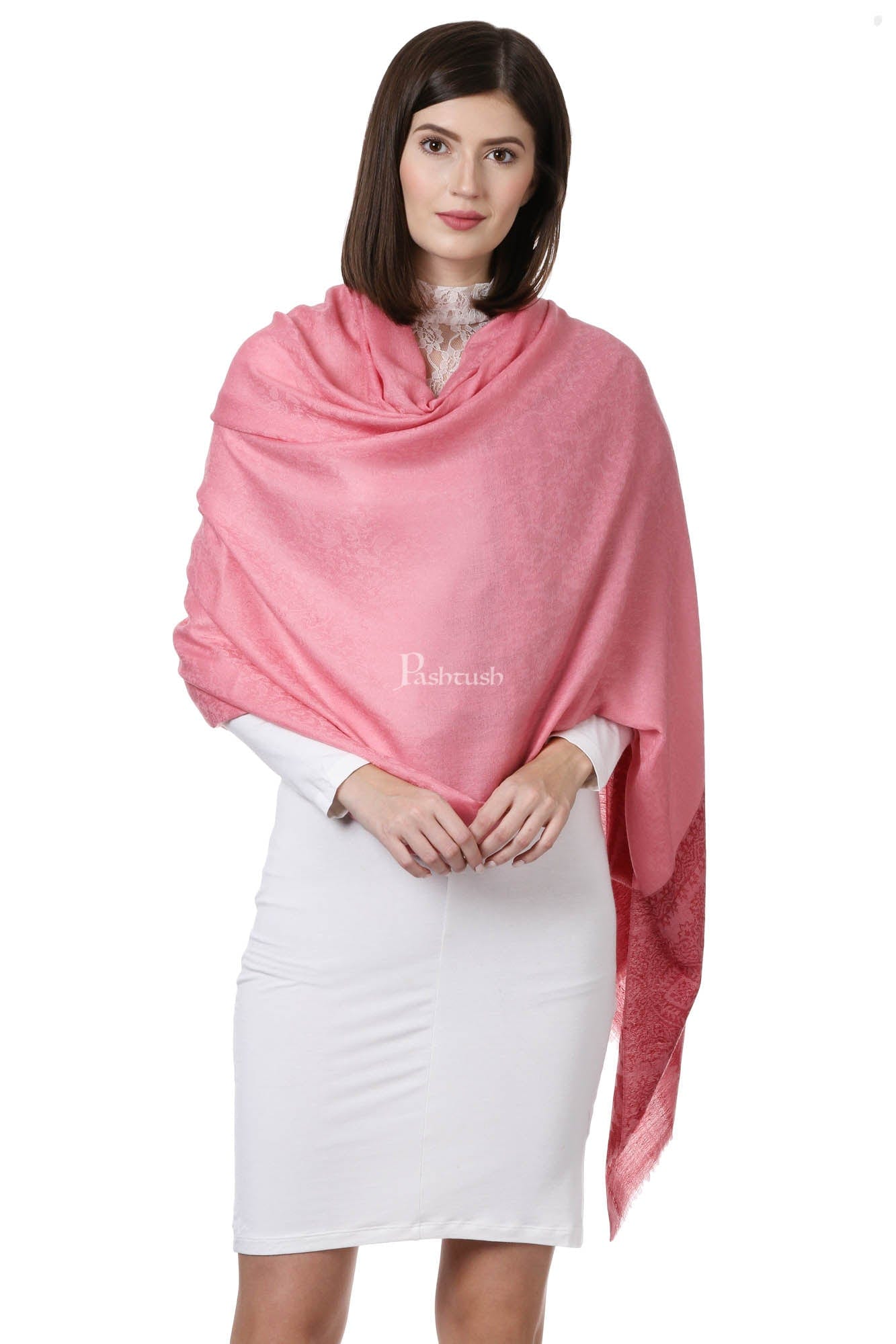 Pashtush India Womens Shawls Pashtush Womens Fine Wool Shawl, Flamingo Romance