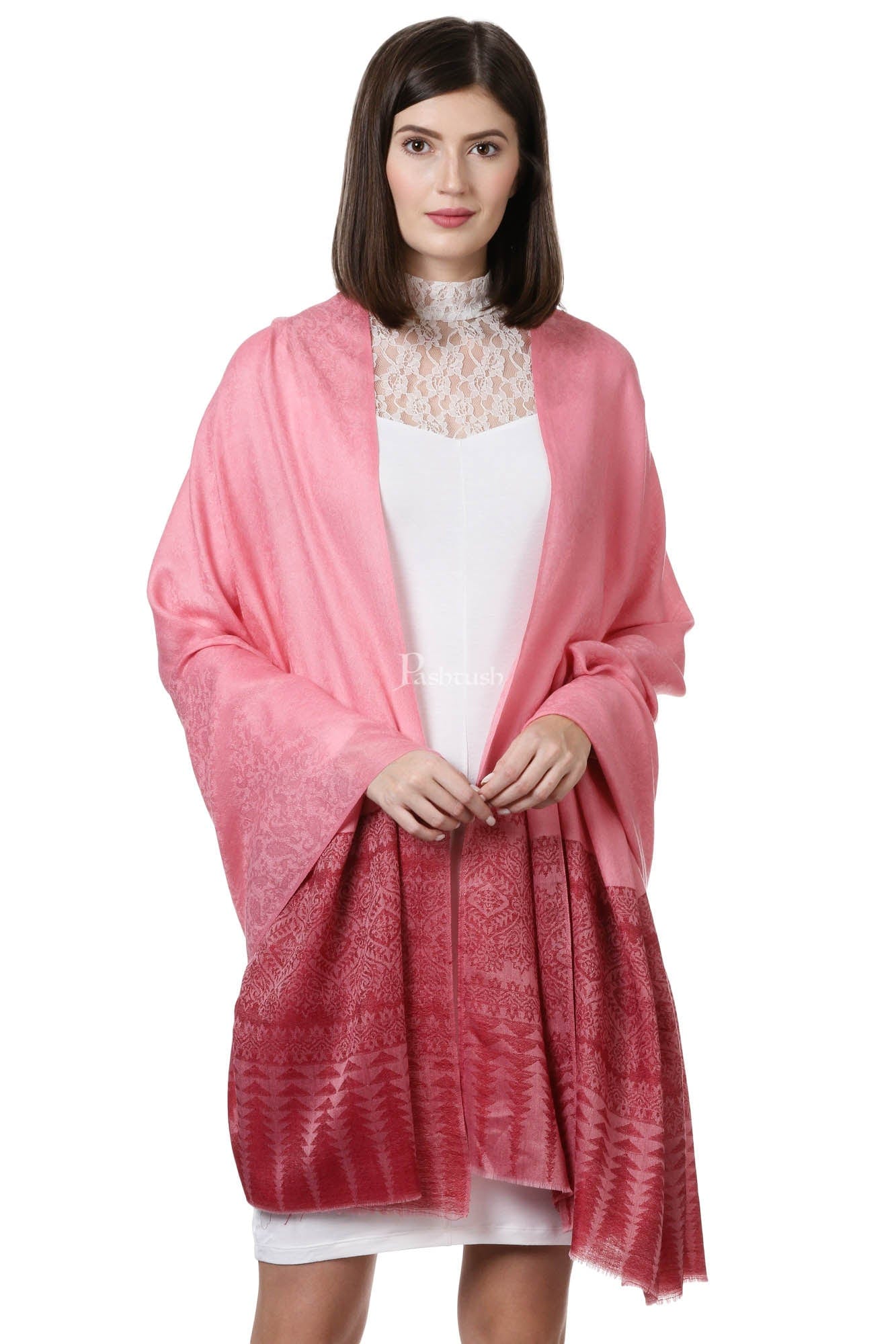 Pashtush India Womens Shawls Pashtush Womens Fine Wool Shawl, Flamingo Romance