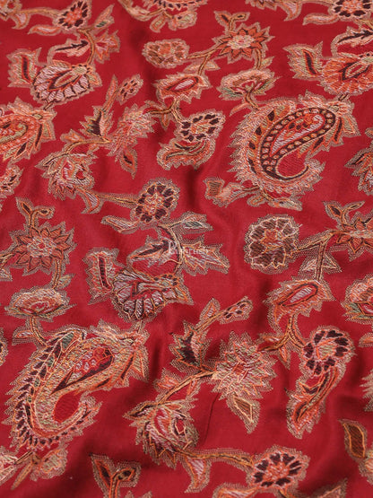 Pashtush India Womens Shawls Pashtush womens Fine Wool shawl, hand embroidery design, Maroon