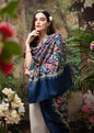 Pashtush India Womens Shawls Pashtush womens Fine Wool shawl, Kalamkari design, Navy Blue