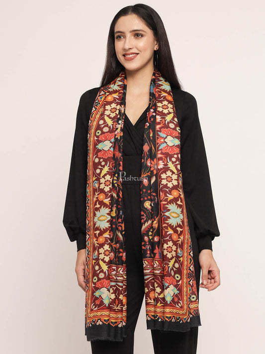 Pashtush India Womens Shawls Pashtush womens Fine Wool shawl, kalamkari printed design, Multicolour